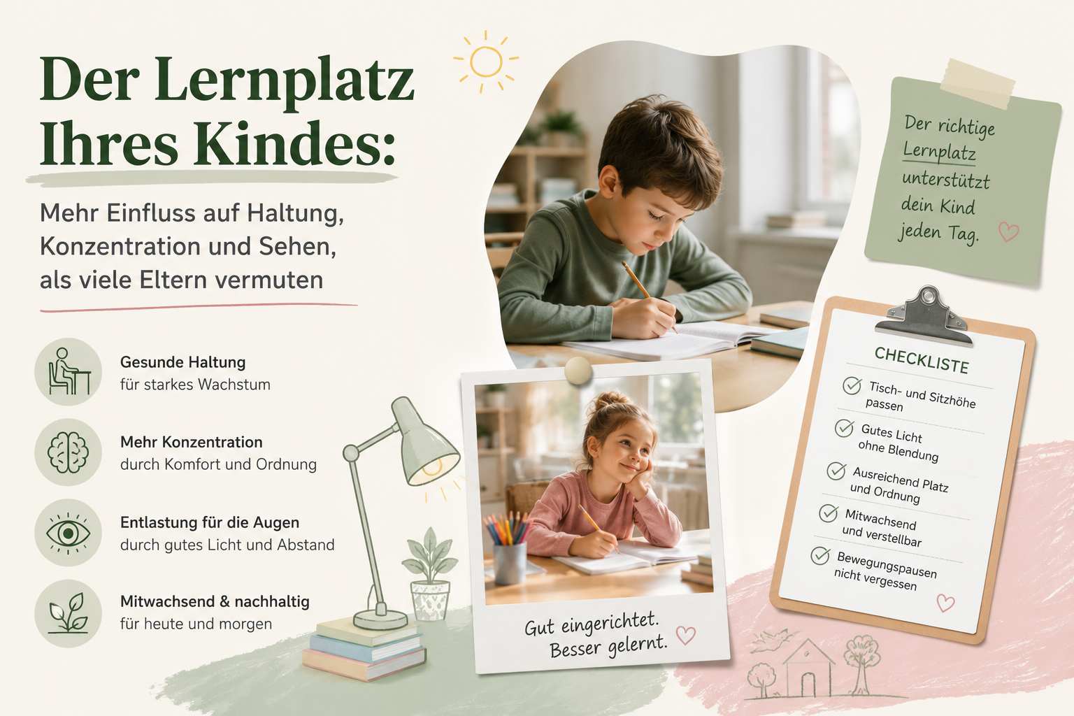 Der Lernplatz Ihres Kindes: Mehr Einfluss auf Haltung, Konzentration und Sehen, als viele Eltern vermuten