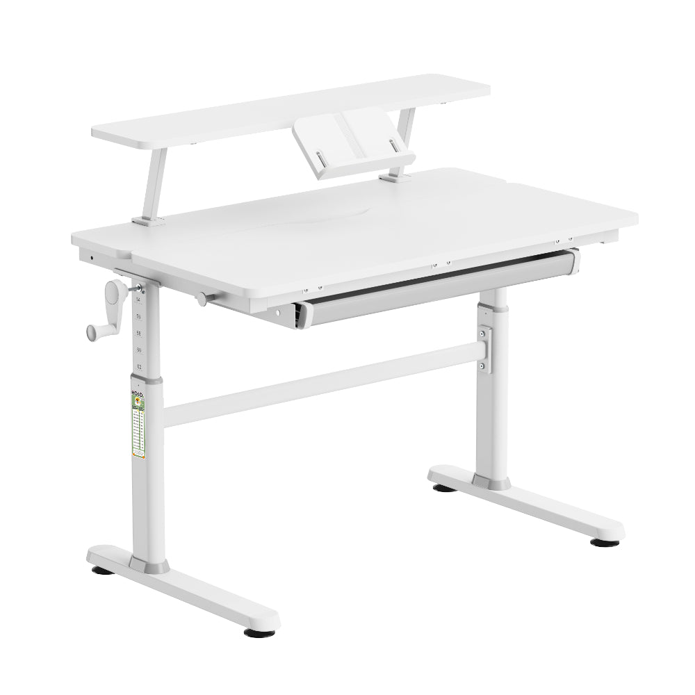 JANA & JONA, Ergonomischer höhenverstellbar Kinder-Schreibtisch 100x60 cm und Butler SET, in Weiß