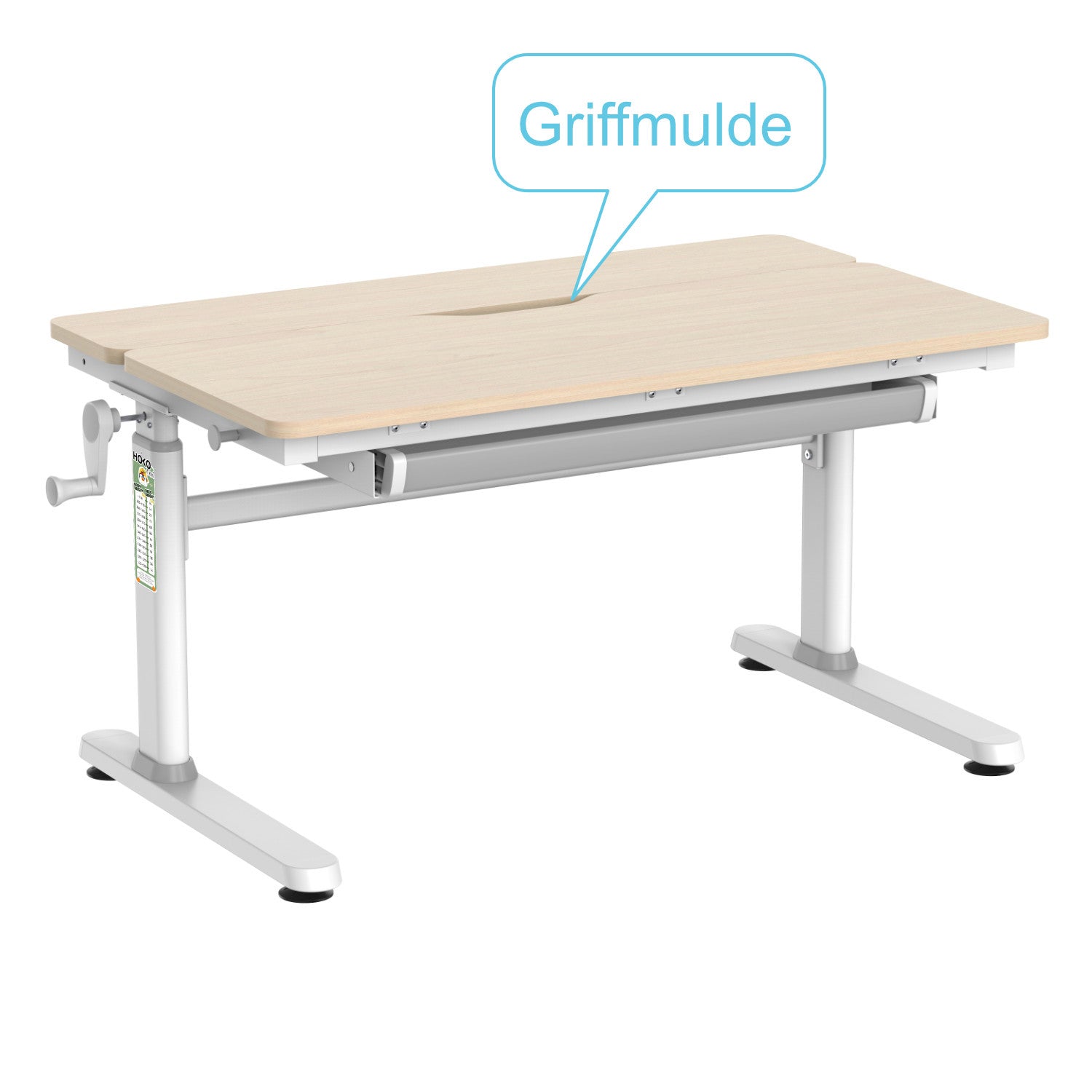 LUCA Height-Adjustable Student Desk – 100x60 cm, Tiltable Desktop with Integrated Drawer, Wood Look, Ideal for Small Kids' Rooms