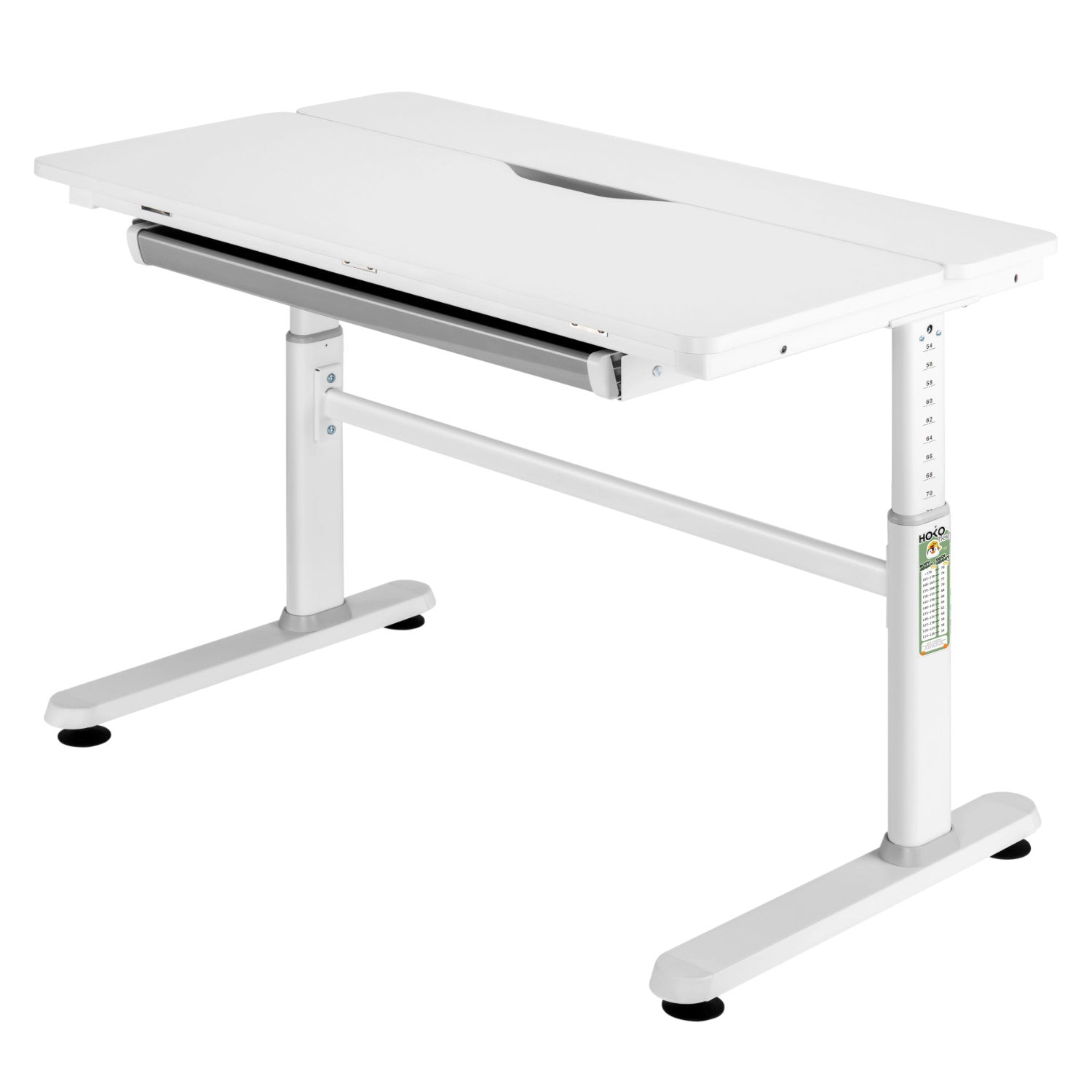 JANA Höhenverstellbarer Computertisch für Jugendliche 100x60 cm, neigbar bis 50°, mit Schublade, ergonomisch, Weiß
