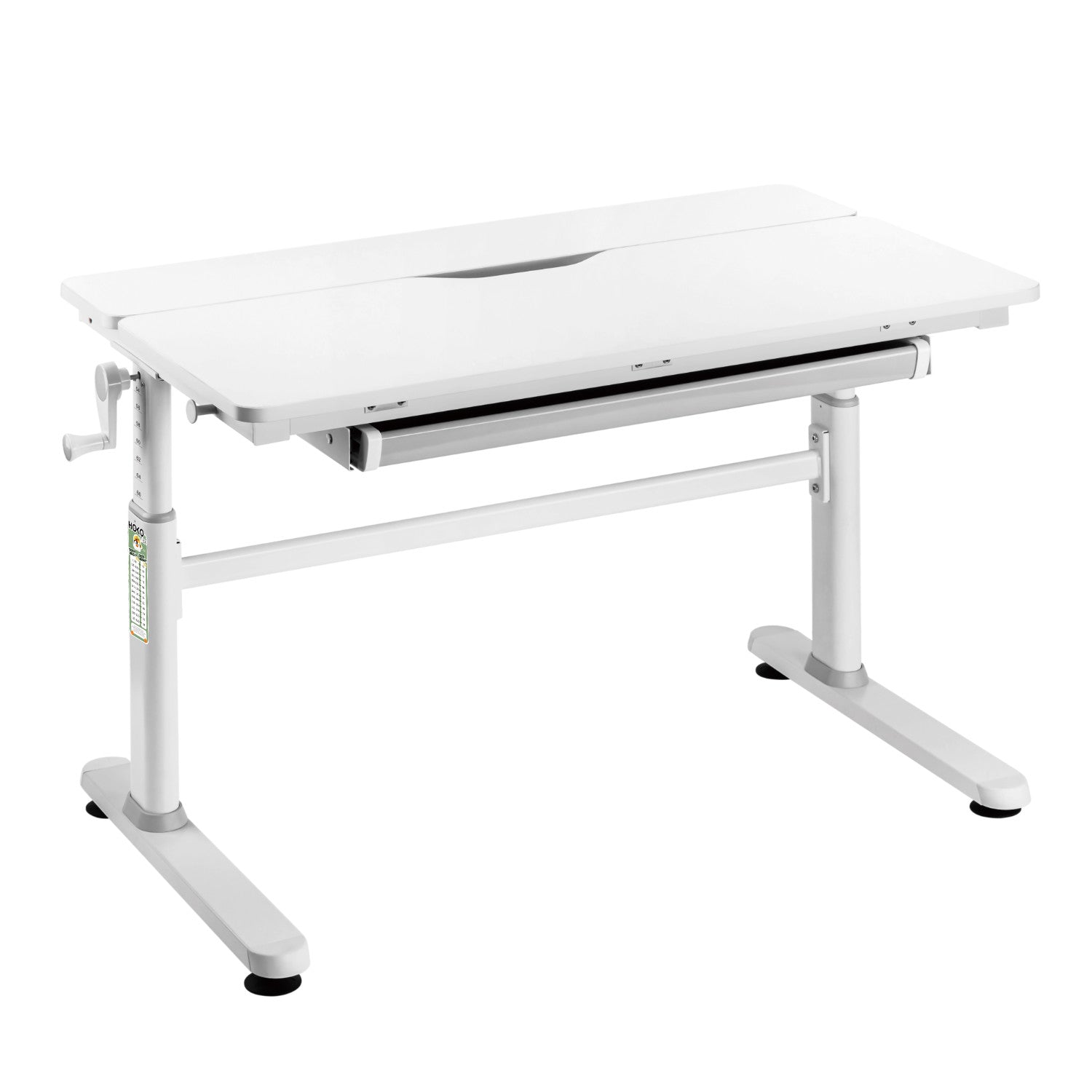 JANA Höhenverstellbarer Computertisch für Jugendliche 100x60 cm, neigbar bis 50°, mit Schublade, ergonomisch, Weiß