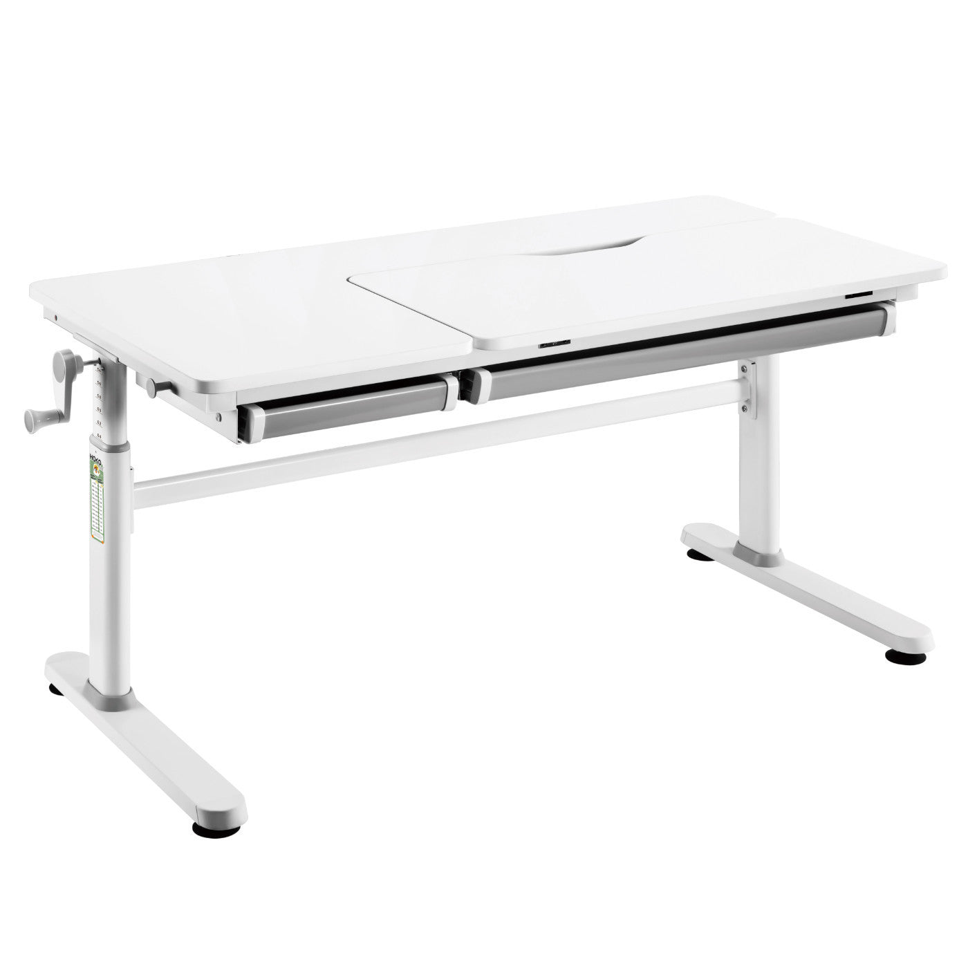 ELIN Kinderschreibtisch höhenverstellbar 120x60 cm – mit neigbare Tischplatte & Schublade, ergonomisch, für Kinder & Jugendliche, in Weiß