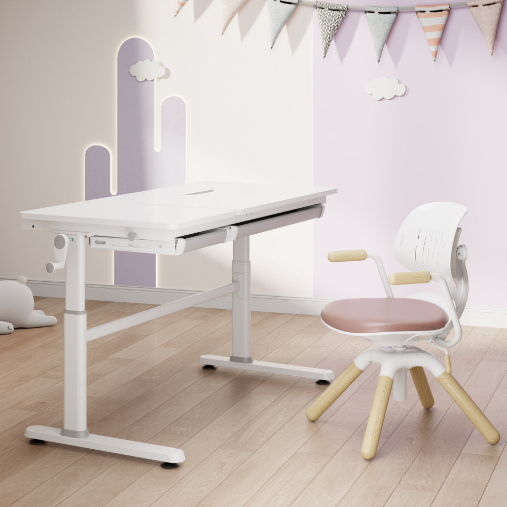 ELIN & LEVI / LAURA Ergonomischer Schülerschreibtisch 120x60 cm mit Stuhl – höhenverstellbares Kinder Set
