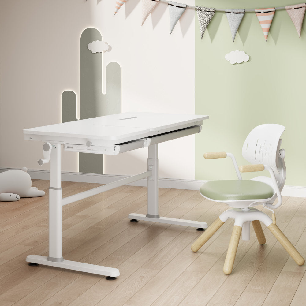 ELIN & LEVI / LAURA Ergonomischer Schülerschreibtisch 120x60 cm mit Stuhl – höhenverstellbares Kinder Set