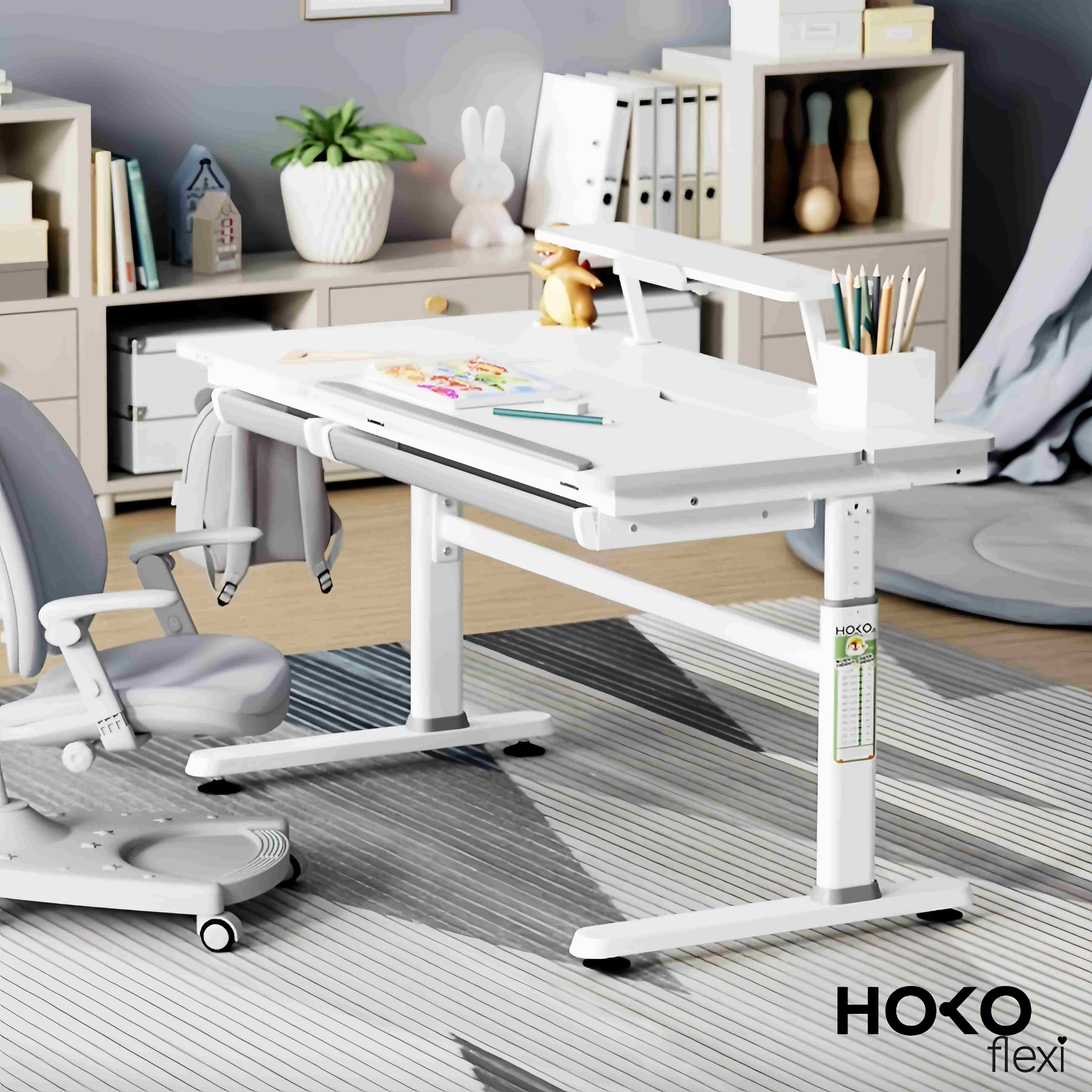 JONA Desktop Organizer with Book Holder – White Butler-Style Add-On for Children’s Desks, Space-Saving & Practical