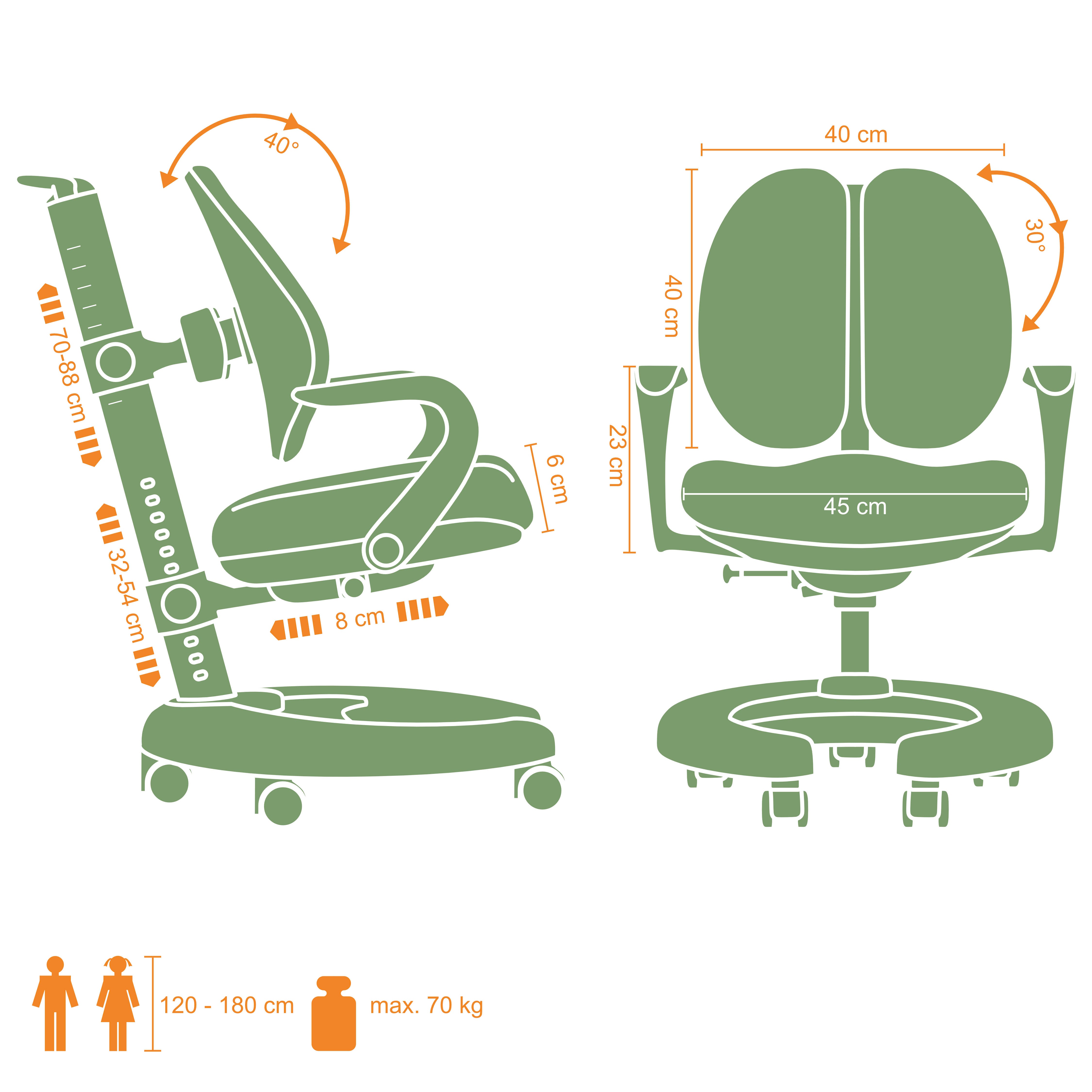 MILO Green Swivel Chair for Children – Ergonomic, Height Adjustable & Growing Design for Kids' Rooms
