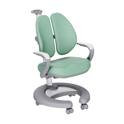 MILO Ergonomischer Kinder-Drehstuhl in Grün mit höhenverstellbarem Sitz und Rückenlehne. Mitwachsendes Design für gesundes Sitzen im Kinderzimmer.