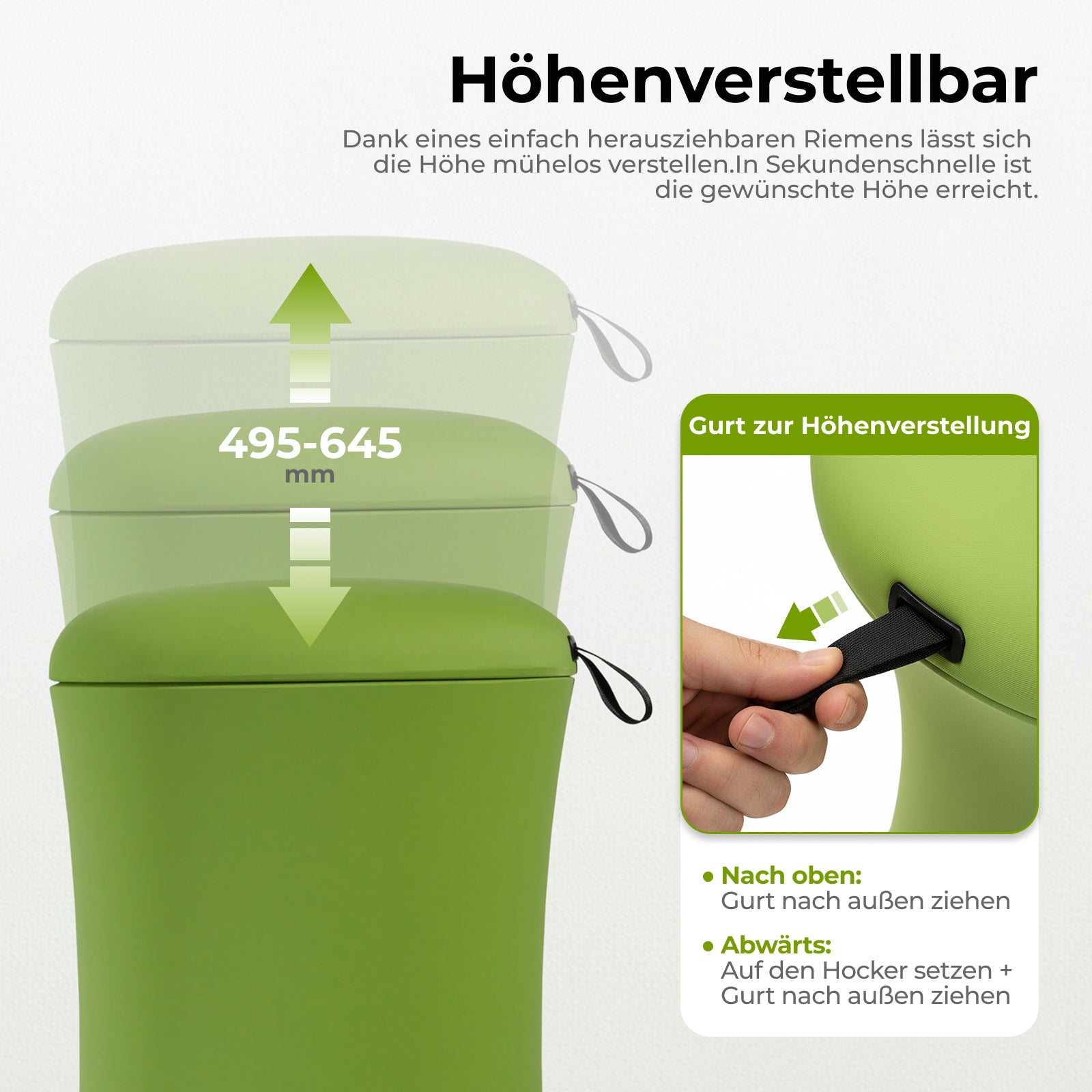 LINO Ergonomischer Aktiv-Hocker mit 360° Drehung & 5° Neigung – Höhenverstellbarer Balancehocker für dynamisches Sitzen im Büro oder Zuhause