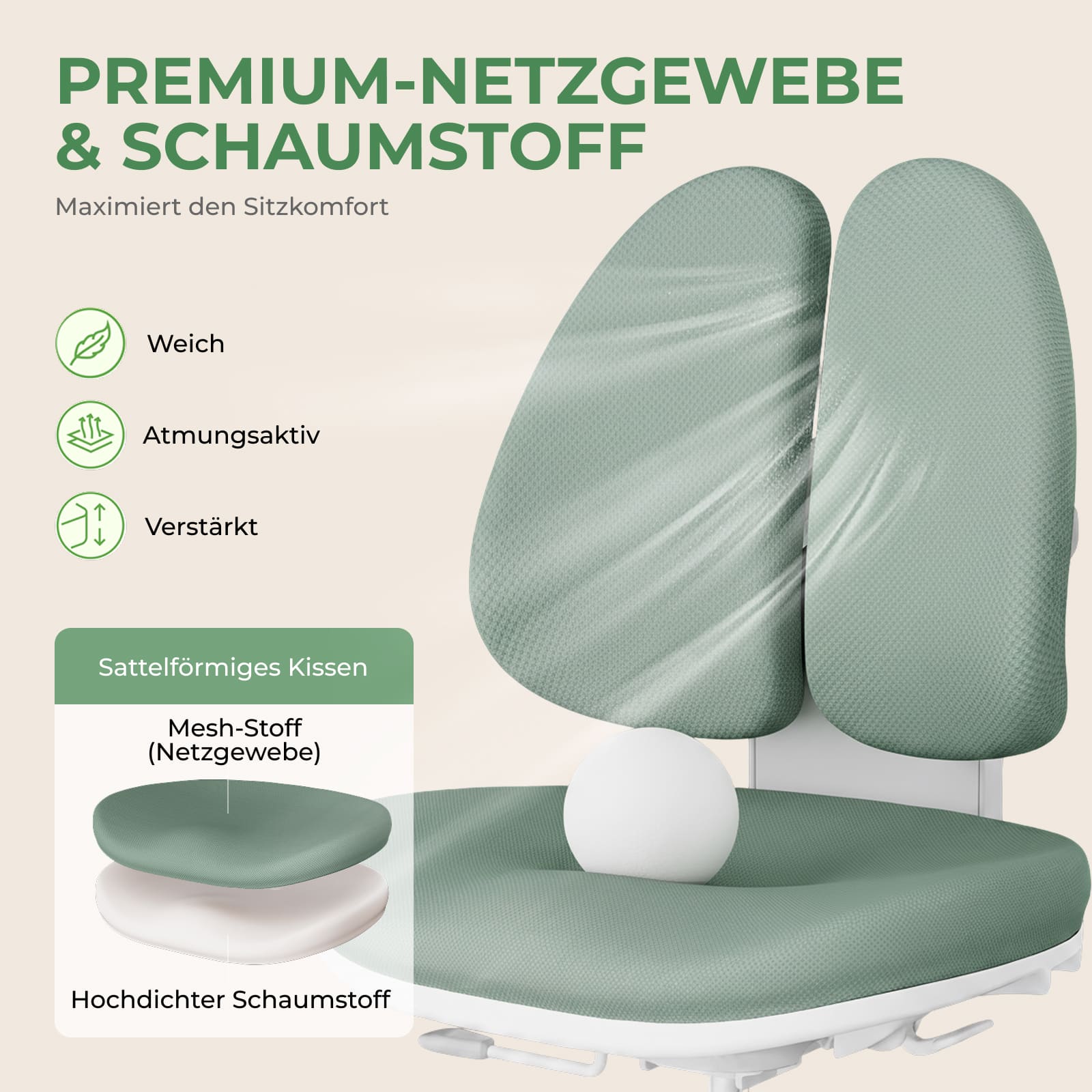 ELIN & ANTON mitwachsendes Kinderschreibtisch & Stuhl SET, höhenverstellbarer Tisch in Weiß 120x60cm und bequemer Stuhl mit Rollen