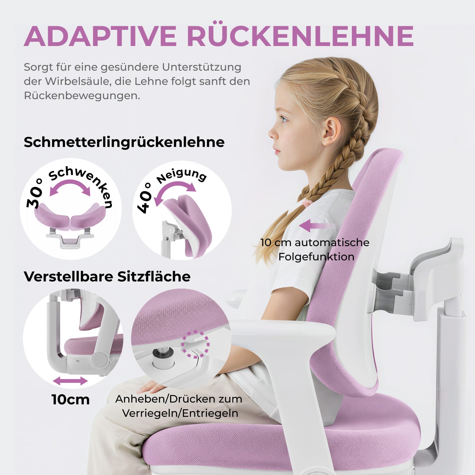 CELIN & ANKE Höhenverstellbares Kinderschreibtisch-und-Stuhl-Set – Mitwachsender Schreibtisch in Holz-Optik mit bequemem Rollstuhl