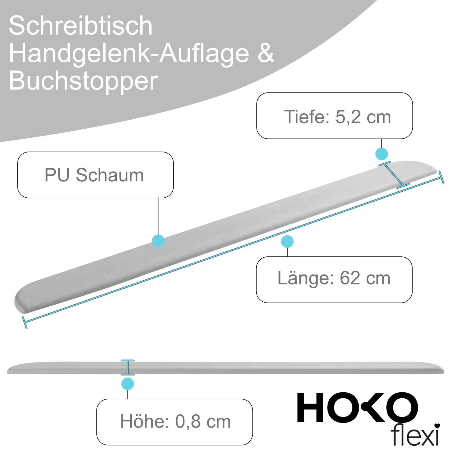 rutschfeste Handballenauflage, Buchstopper für Kinderschreibtisch