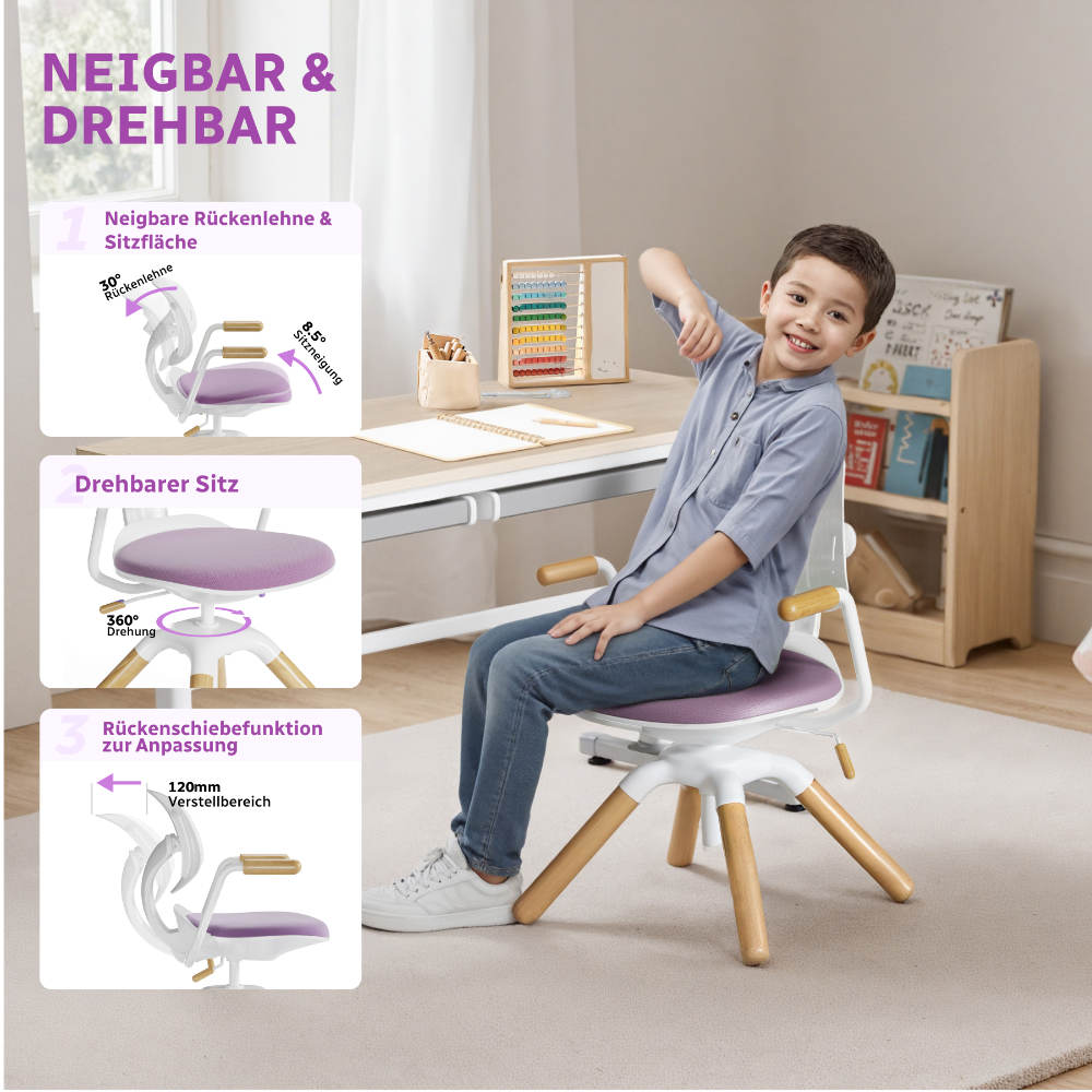 LAURA - design Höhenverstellbarer Kinder-Ergonomiestuhl – Mitwachsend, Stabil und Bequem