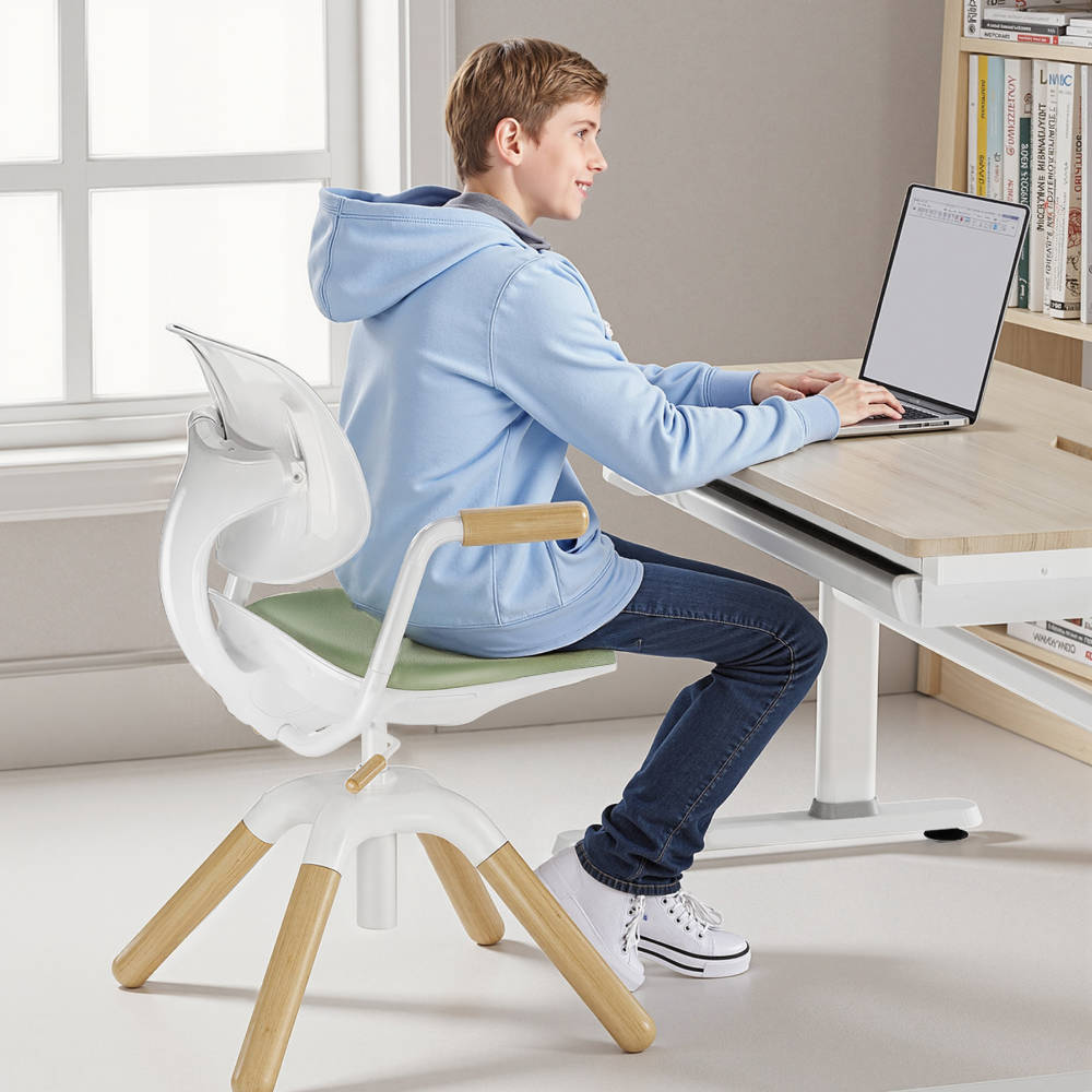 LEVI Ergonomischer mitwachsend Kinder-Drehstuhl mit höhenverstellbarem Sitz, neigbarer Rückenlehne und Sitzfläche, ideal für Kinder & Jugendliche