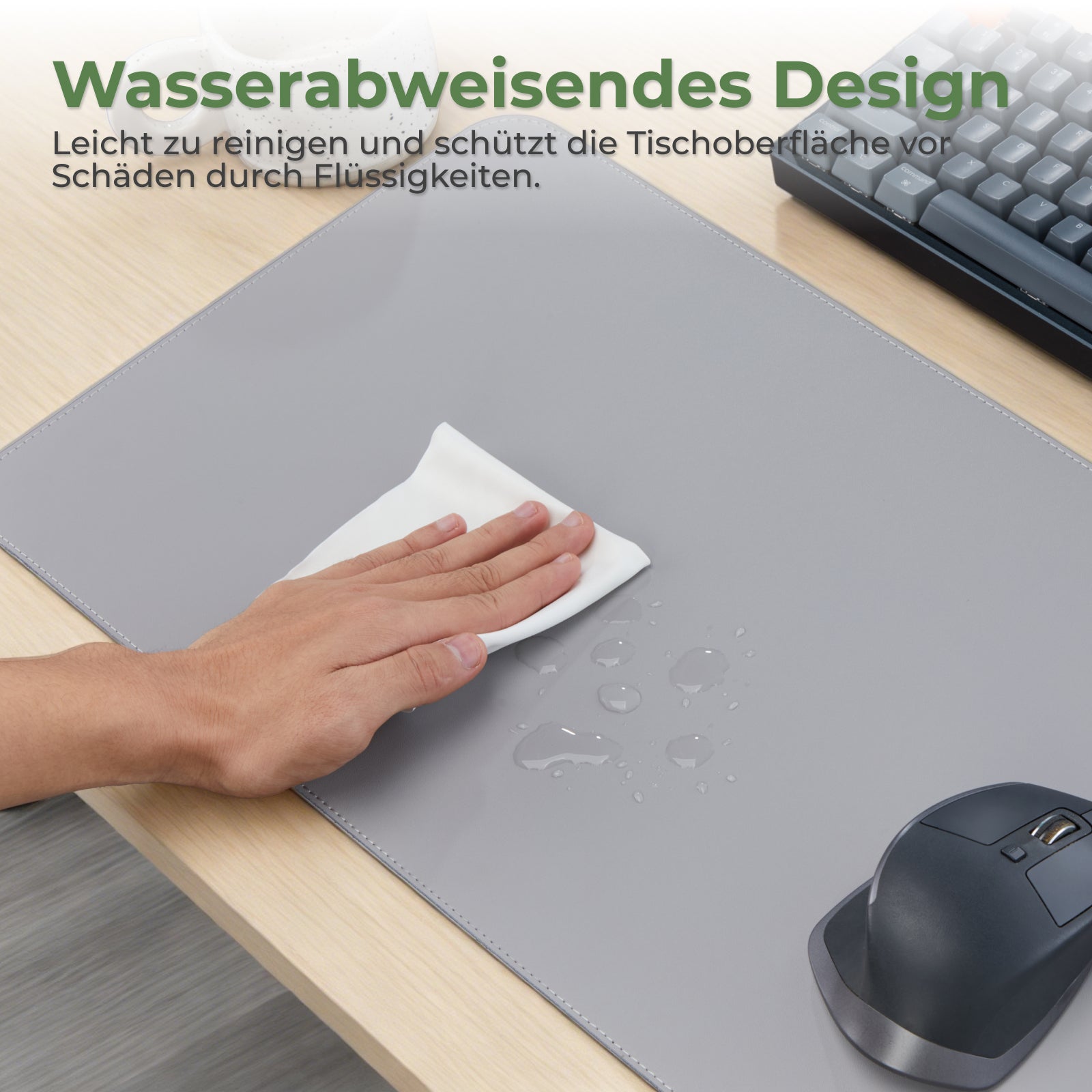 HOKO Desk Mat with Magnetic Wrist Rest – 80 x 30 cm PU Desk Pad, Water-Resistant & Anti-Slip