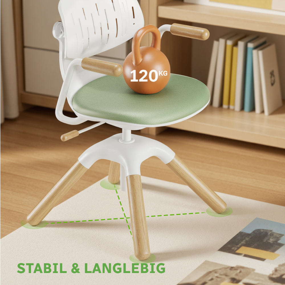 LEVI Ergonomischer mitwachsend Kinder-Drehstuhl mit höhenverstellbarem Sitz, neigbarer Rückenlehne und Sitzfläche, ideal für Kinder & Jugendliche