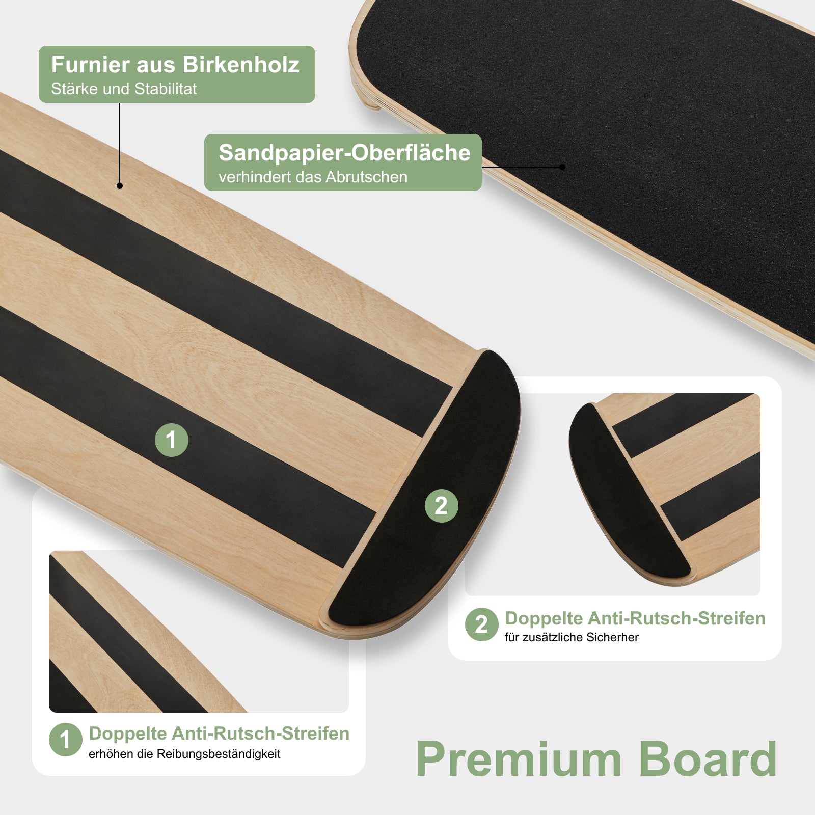 ROLLO Balance Board aus Holz mit Korkrolle – trainiert Gleichgewicht, Core und Koordination. Für Kinder ab 4 Jahren & Erwachsene, bis 160 kg belastbar