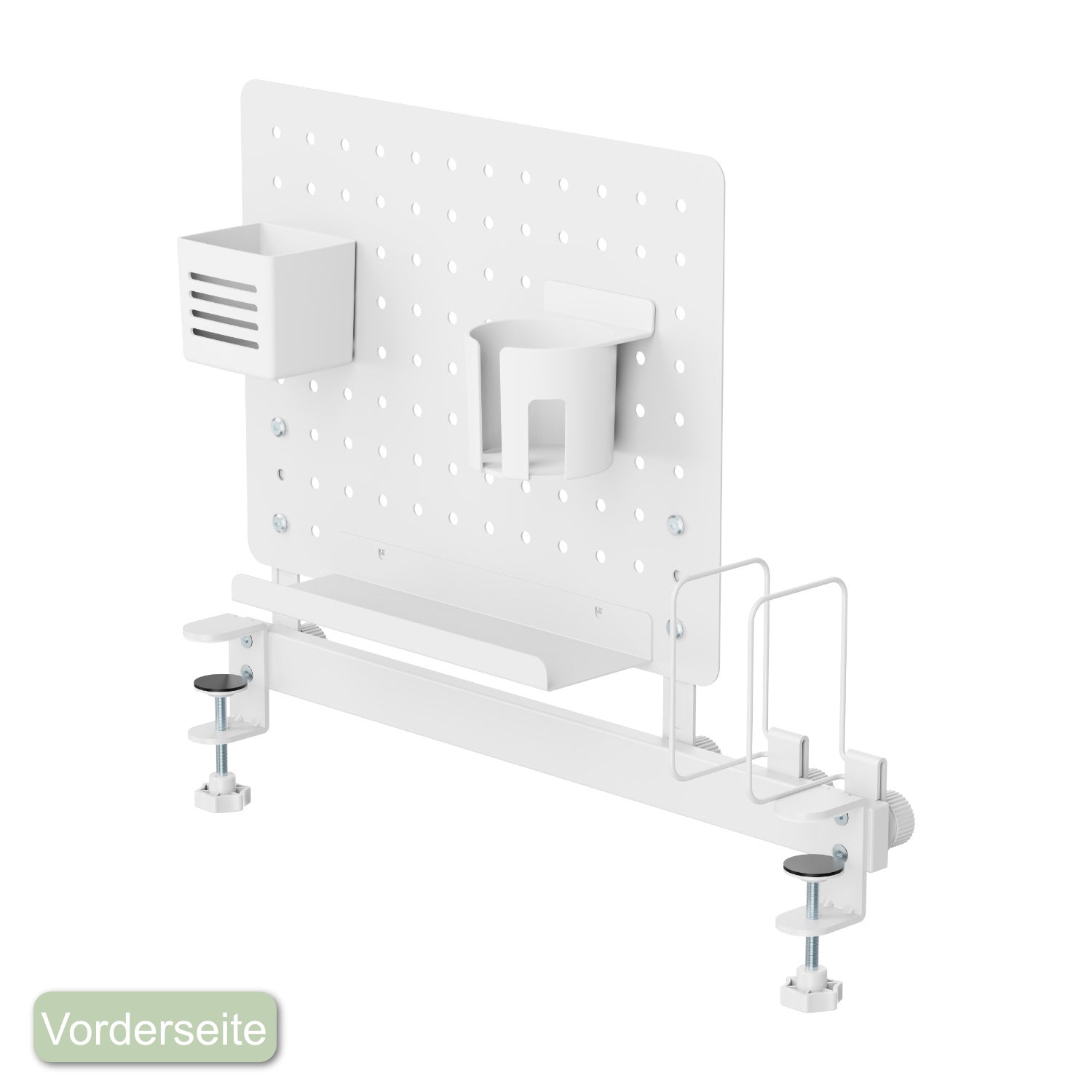 TINO Memo Pegboard Set – White Wall Organizer for Kids’ Desk, Perforated Board with Hooks & Storage Shelves