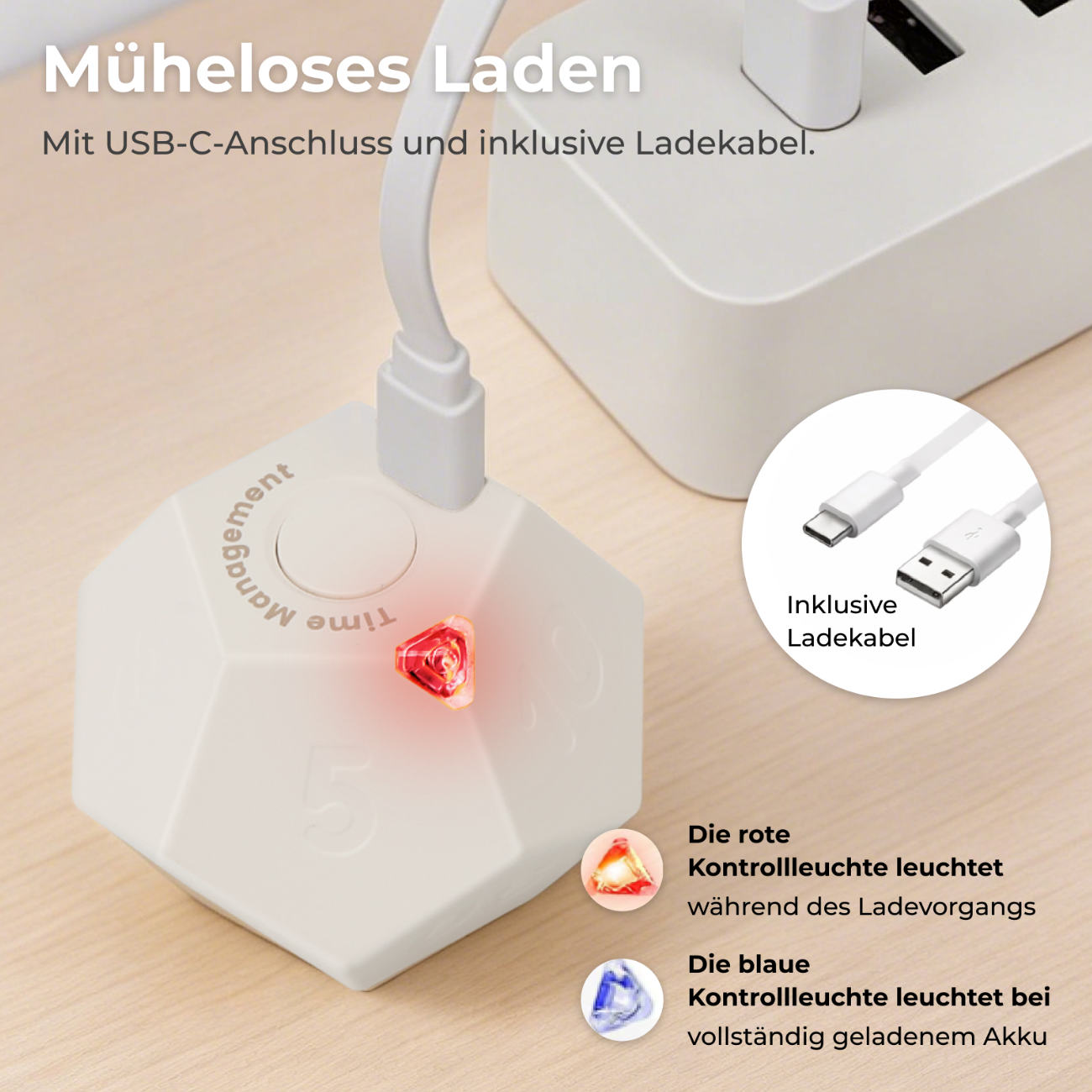 HOKO TICKO Würfel-Timer mit automatischem Countdown-Start durch Drehen