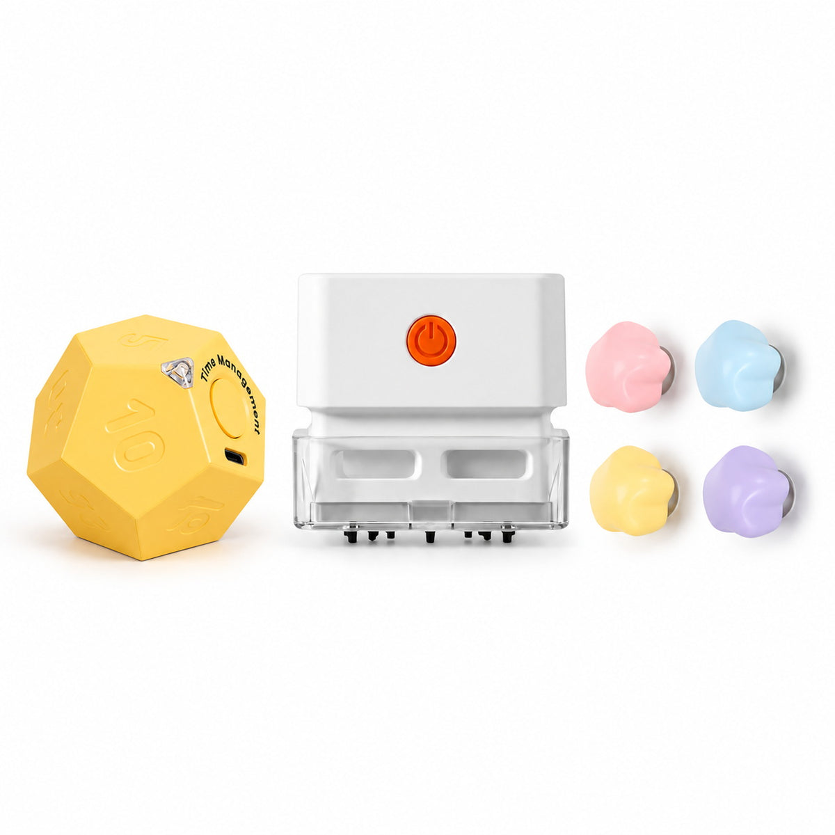 HOKO Lernplatz-Geschenkset für Kinder – TICKO Timer, BEN Mini-Tischstaubsauger & 4 bunte Magnethaken