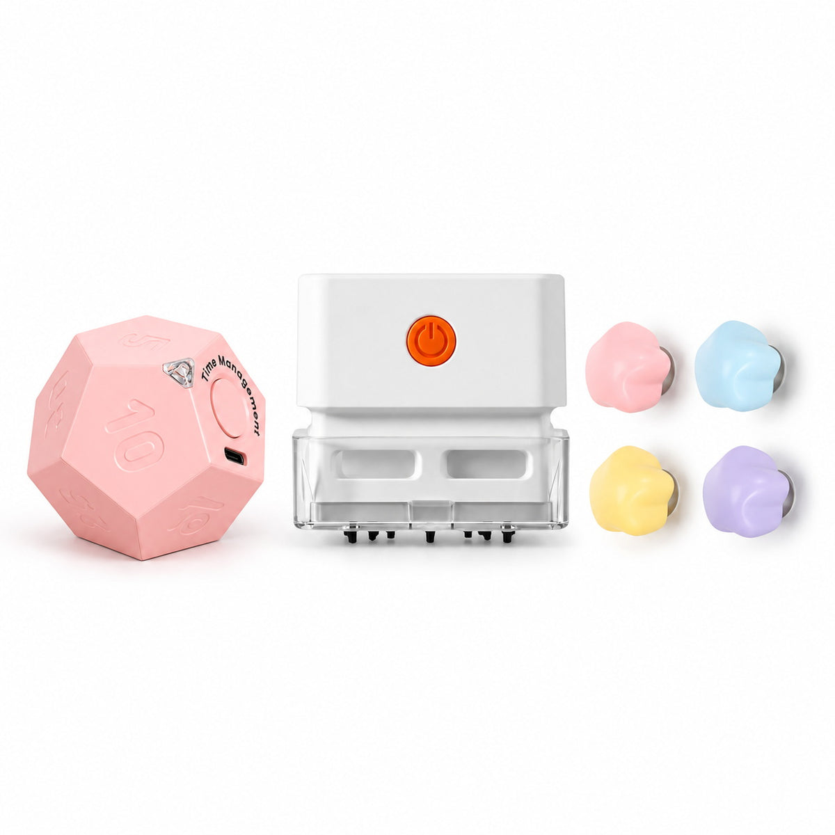 HOKO Lernplatz-Geschenkset für Kinder – TICKO Timer, BEN Mini-Tischstaubsauger & 4 bunte Magnethaken