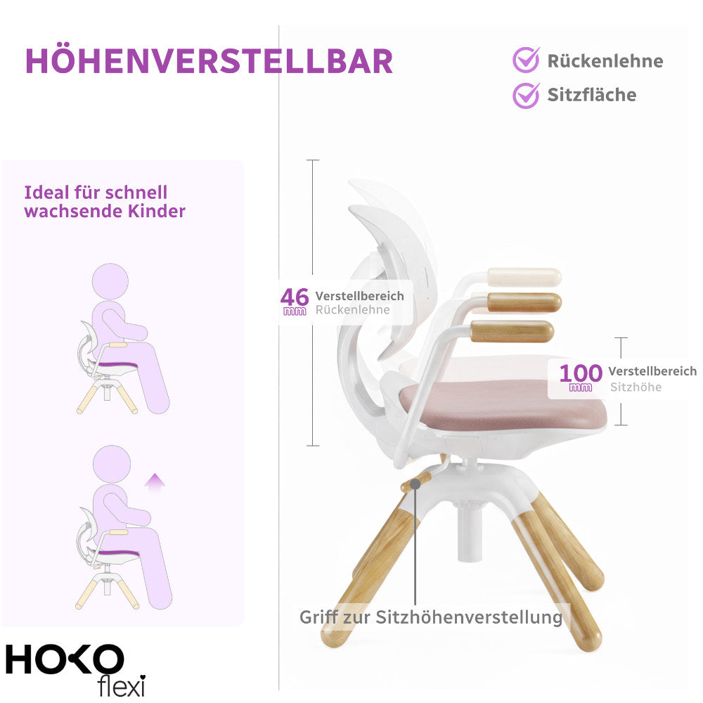 LAURA ergonomischer Kinder-Schreibtischstuhl in Lila, höhenverstellbar, atmungsaktive Rückenlehne, 360° drehbar, Ideal für Schule, Lernen & Hausaufgaben