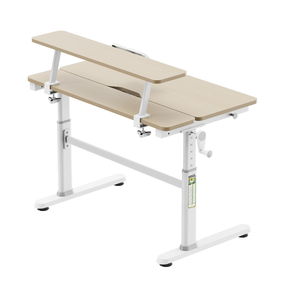 LUKA & ALVO, Ergonomischer höhenverstellbar Kinder-Schreibtisch 100x60 cm und Butler SET, Holz-Optik