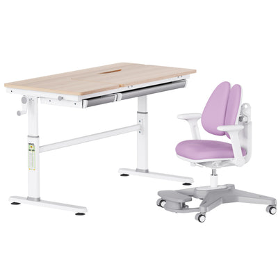 CELIN & ANKE Height-Adjustable Kids Desk and Chair Set – Growing Desk in Wood Look with Comfortable Rolling Chair