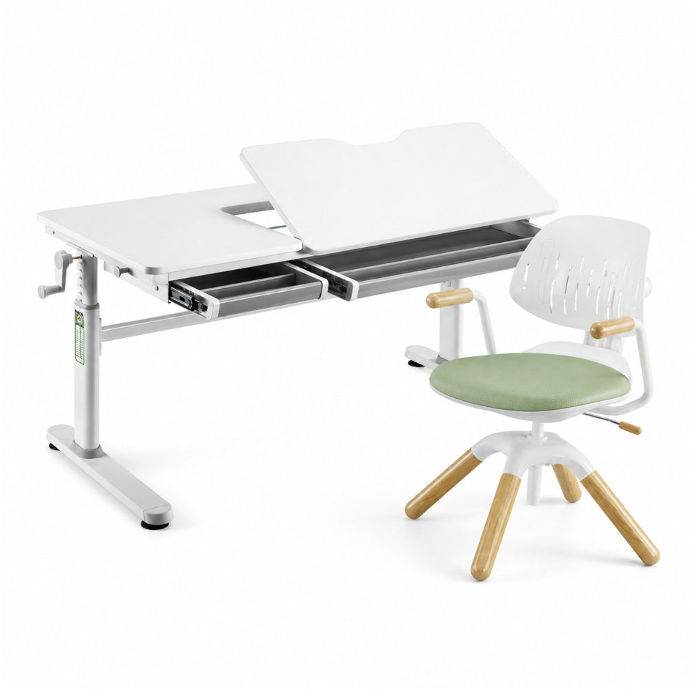 ELIN &amp; LEVI / LAURA Ergonomic student desk 120x60 cm with chair – height-adjustable children's set