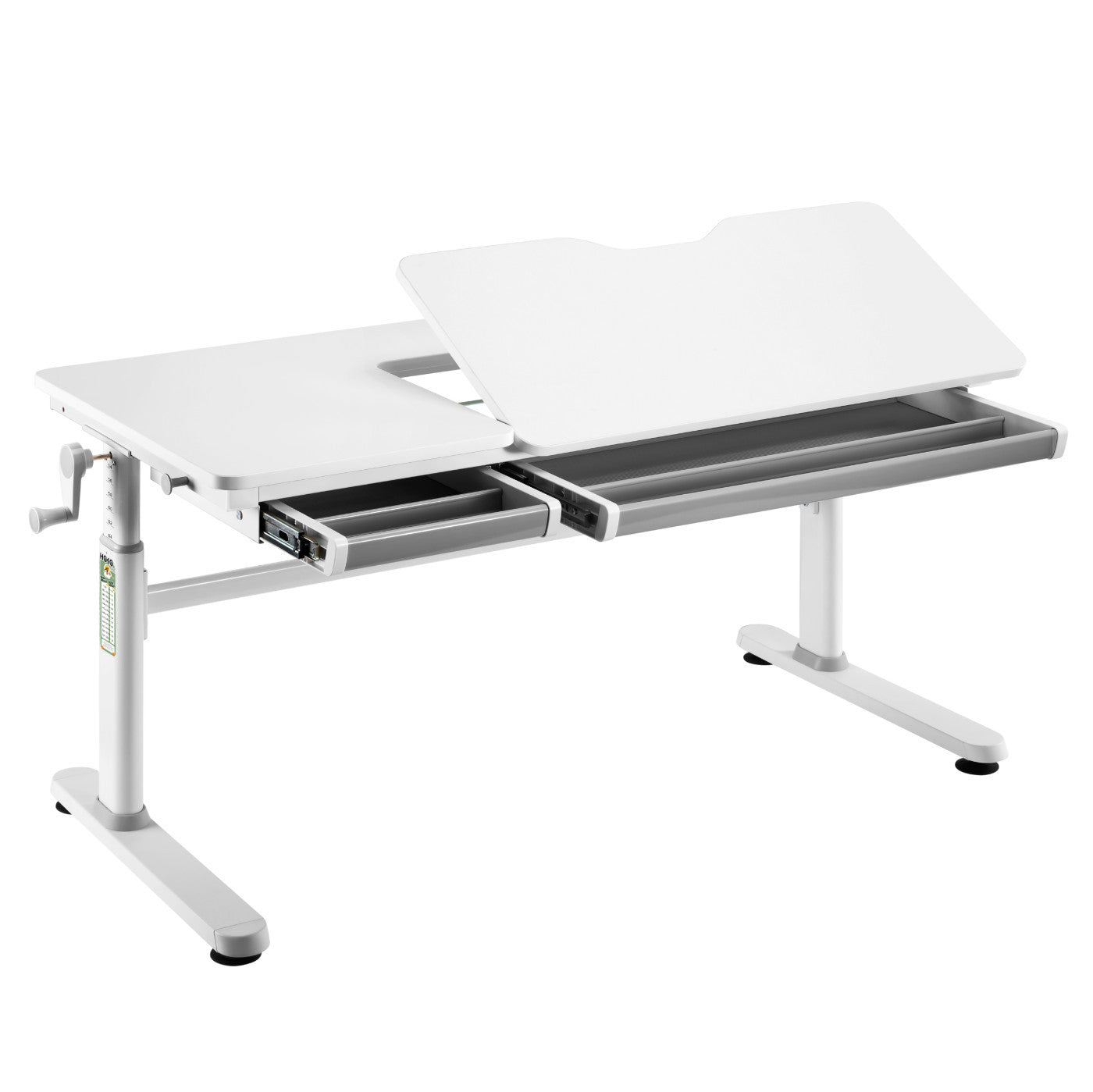 ELIN Kinderschreibtisch höhenverstellbar 120x60 cm – mit neigbare Tischplatte & Schublade, ergonomisch, für Kinder & Jugendliche, in Weiß