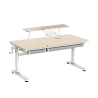 CELIN & ALVO ergonomisches Schreibtisch-SET für Kinder – höhenverstellbar, neigbare Tischplatte, mit Buchhalter, Holz Optik, 120x60 cm