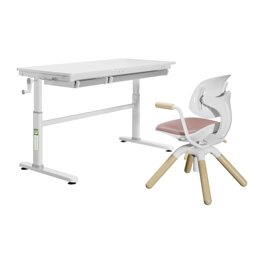 ELIN & LEVI / LAURA Ergonomischer Schülerschreibtisch 120x60 cm mit Stuhl – höhenverstellbares Kinder Set