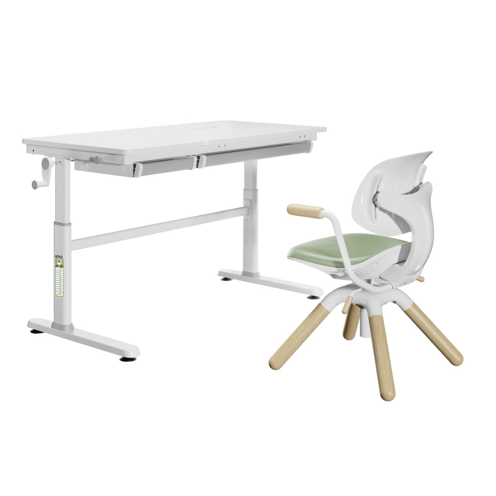 ELIN & LEVI / LAURA Ergonomischer Schülerschreibtisch 120x60 cm mit Stuhl – höhenverstellbares Kinder Set