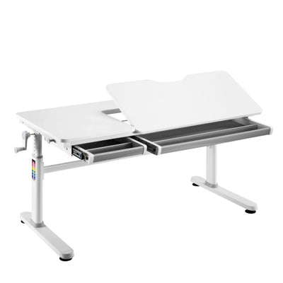 ELIN Kinderschreibtisch höhenverstellbar 120x60 cm – mit neigbare Tischplatte & Schublade, ergonomisch, für Kinder & Jugendliche, in Weiß