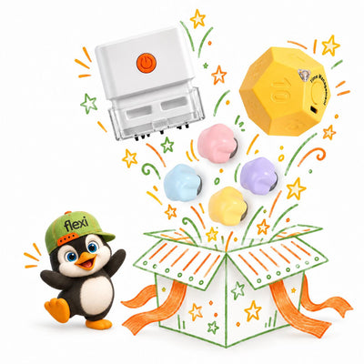 HOKO Lernplatz-Geschenkset für Kinder – TICKO Timer, BEN Mini-Tischstaubsauger & 4 bunte Magnethaken