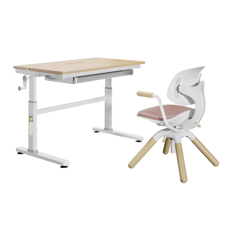 LUCA & LEVI / LAURAKinderschreibtisch höhenverstellbar 100x60 cm mit ergonomischem Lernstuhl – Schüler Set für Kinderzimmer