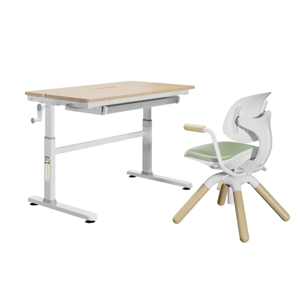 LUCA & LEVI / LAURAKinderschreibtisch höhenverstellbar 100x60 cm mit ergonomischem Lernstuhl – Schüler Set für Kinderzimmer