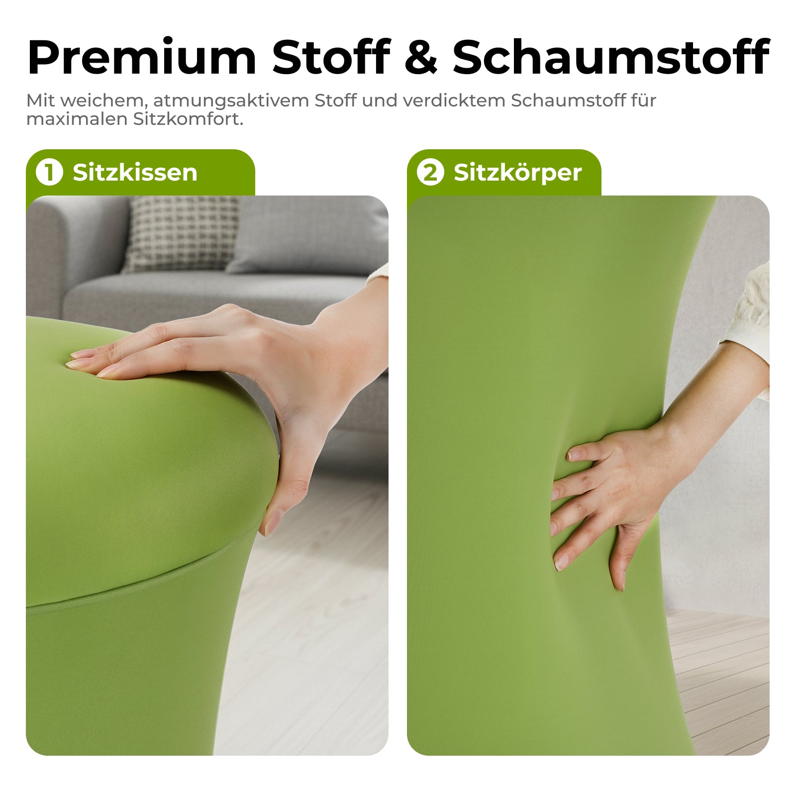 LINO Ergonomischer Aktiv-Hocker mit 360° Drehung & 5° Neigung – Höhenverstellbarer Balancehocker für dynamisches Sitzen im Büro oder Zuhause