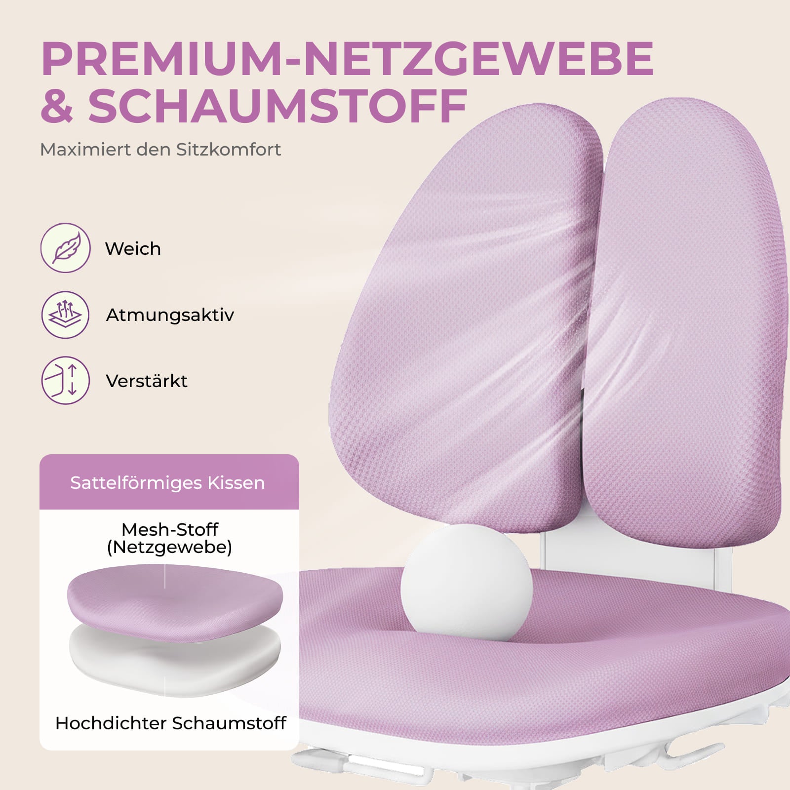 ANKE Ergonomischer Kinderstuhl mit verstellbarer Rückenlehne & Fußstütze – Mitwachsender Schreibtischstuhl für Kinder, Schüler & Jugendliche