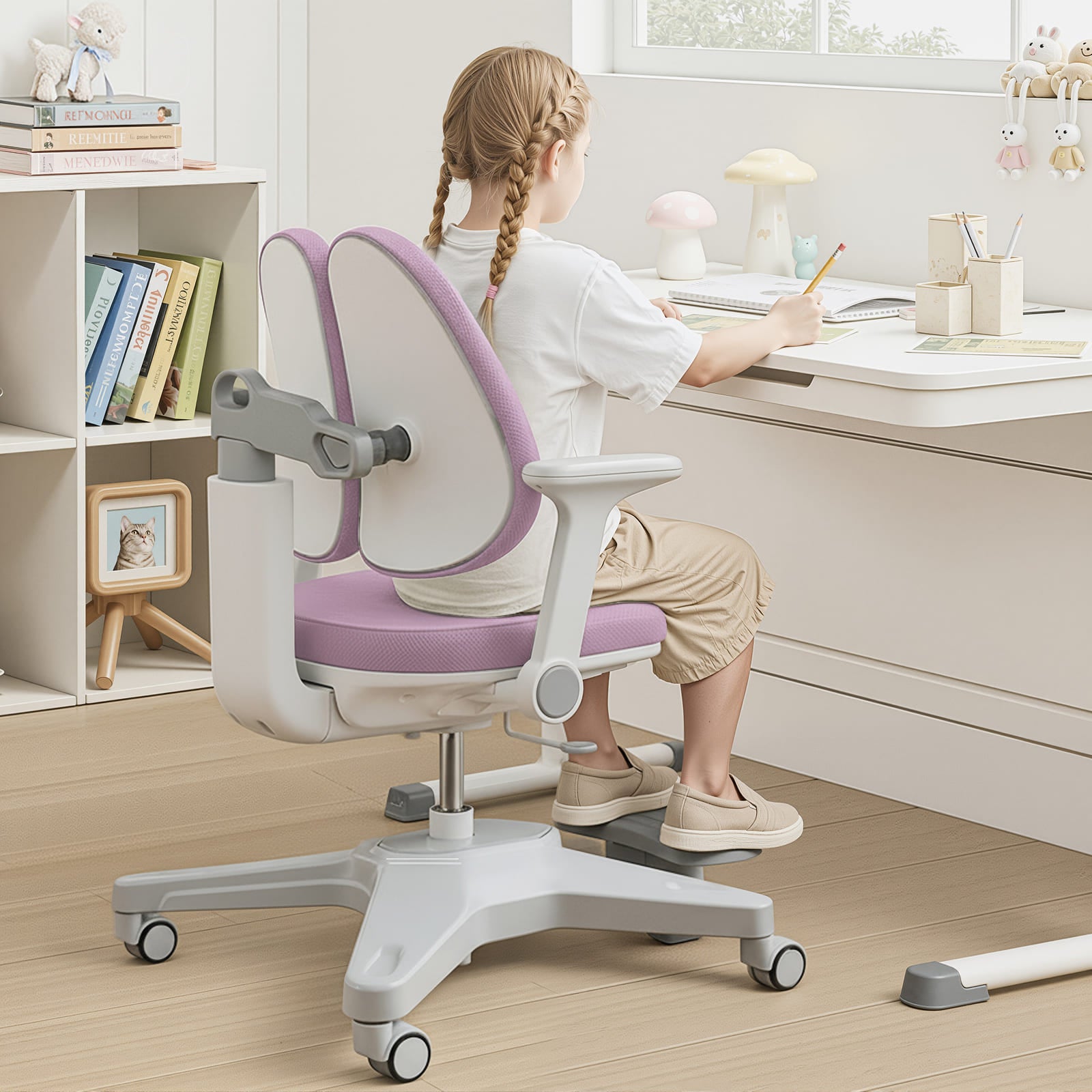 ANKE Ergonomischer Kinderstuhl mit verstellbarer Rückenlehne & Fußstütze – Mitwachsender Schreibtischstuhl für Kinder, Schüler & Jugendliche