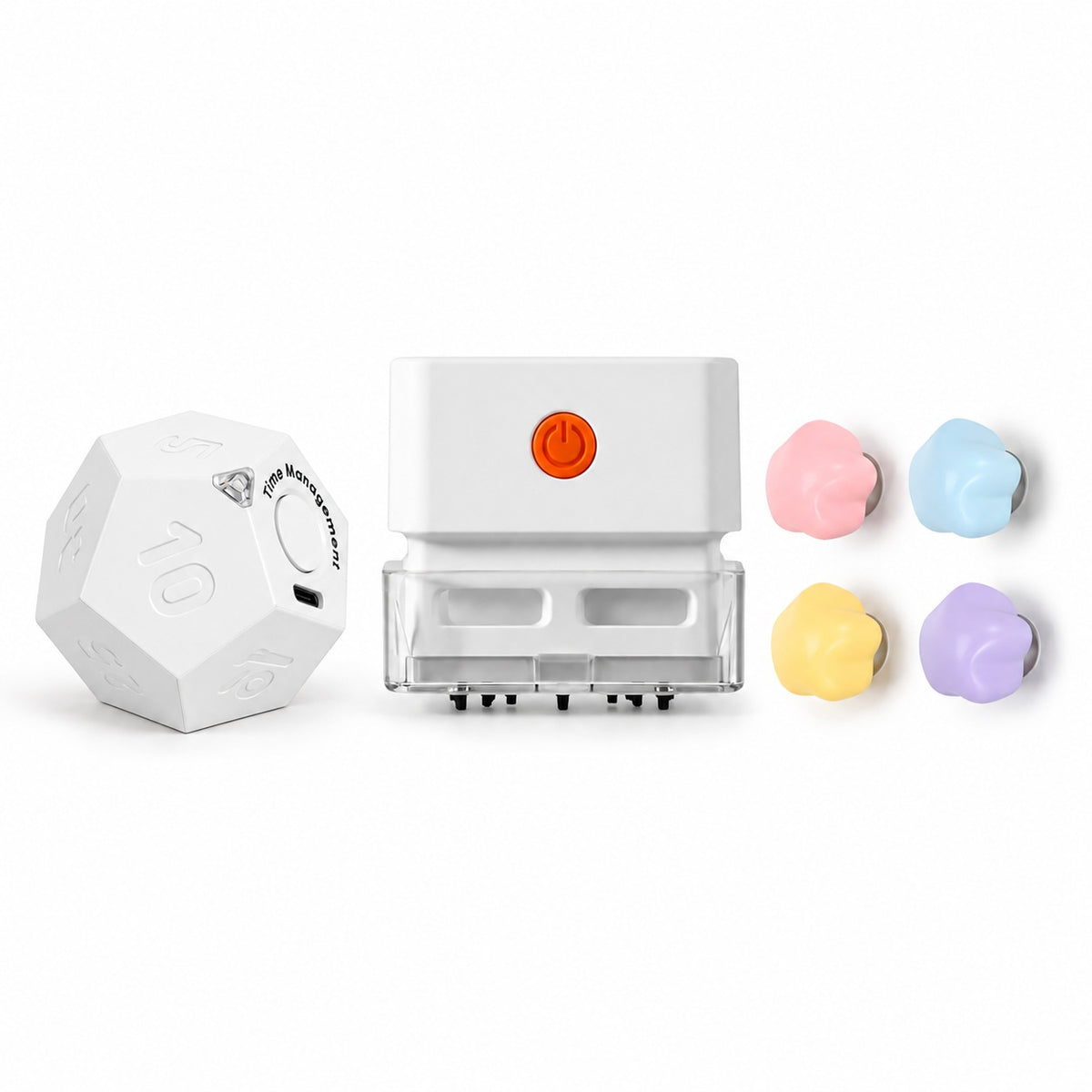 HOKO Lernplatz-Geschenkset für Kinder – TICKO Timer, BEN Mini-Tischstaubsauger & 4 bunte Magnethaken